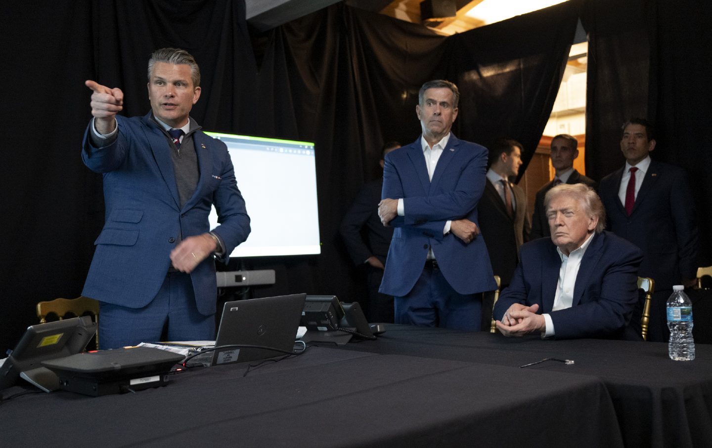 President Donald Trump, Secretary of War Pete Hegseth, and CIA Director John Ratcliffe monitor the US military assault on Venezuela from Trump's Mar-a-Lago Club.